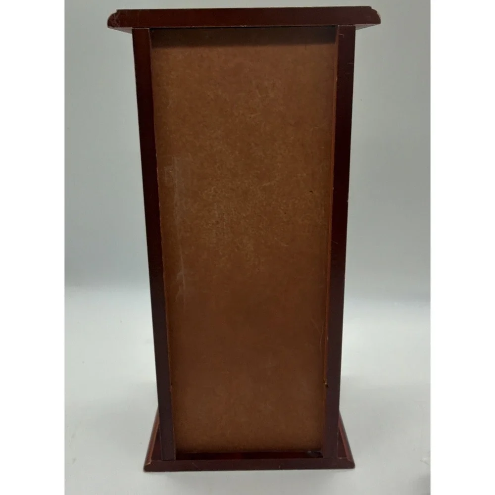 Powell Vintage Wood Upright Jewelry Box Armoire Glass Floral Door Rotating Brown